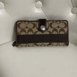 Coach Signature Brown and Tan Wallet